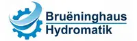 Logo for Brüninghaus Hydromatik featuring a blue gear-like symbol and the company name