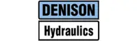 Denison Hydraulics logo: 'DENISON' in a blue rounded rectangle above 'Hydraulics' in black text.