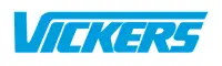 Vickers logo: white stylized wordmark on a blue rounded rectangle background